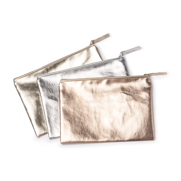 Pochette in pelle PU effetto cromato