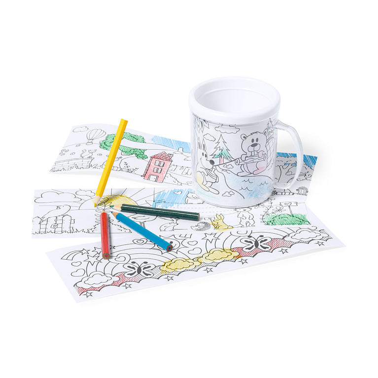 ( Set da 10pz ) Tazza da colorare con pastelli e disegni