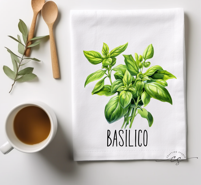 Strofinaccio canovaccio SPEZIE E ERBE - effetto acquarello