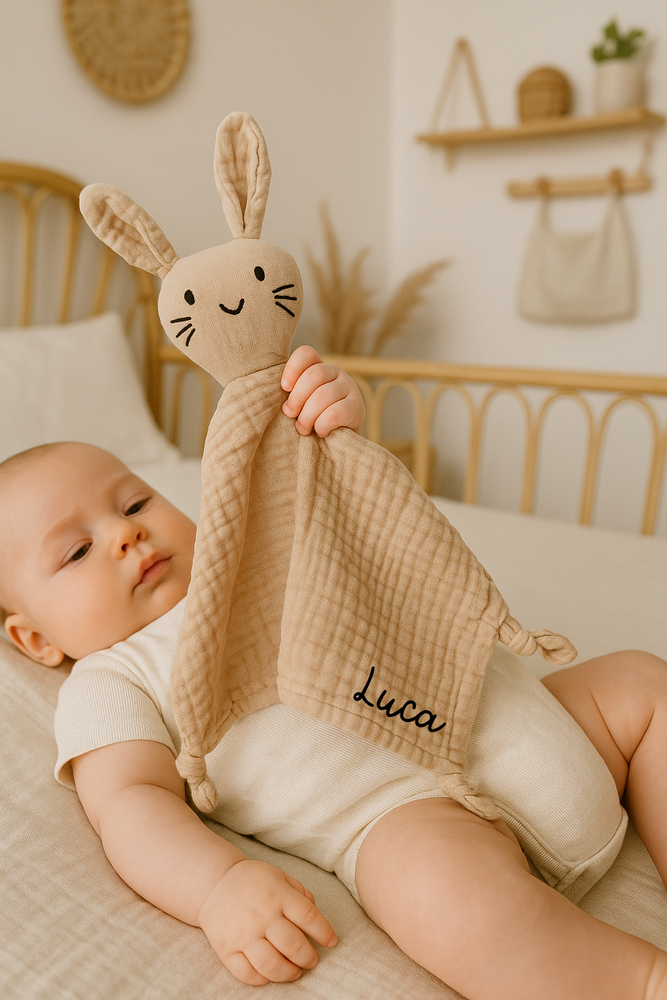 Doudou Coniglietto Personalizzato con Nome – Idea Regalo Nascita o Baby Shower – Doudou Morbido Coniglio