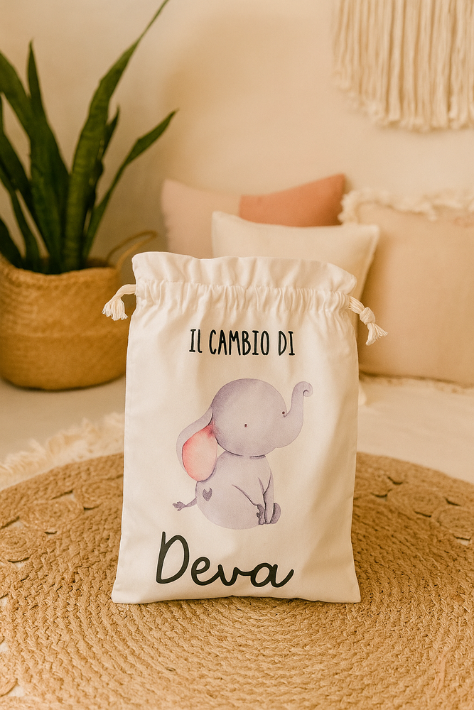 Sacche Porta Cambio Nascita Personalizzate | Cotone Biologico | Sacchetti Ospedale Neonato Idea Regalo Baby Shower