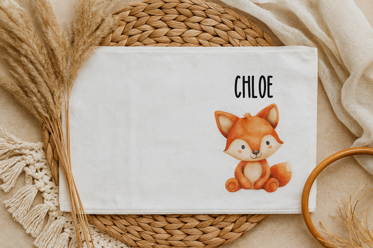 Asciugamano scuola materna personalizzato con nome bambino | Telo spugna microfibra 30x50 cm | Asciugamani bambini ricamati asilo