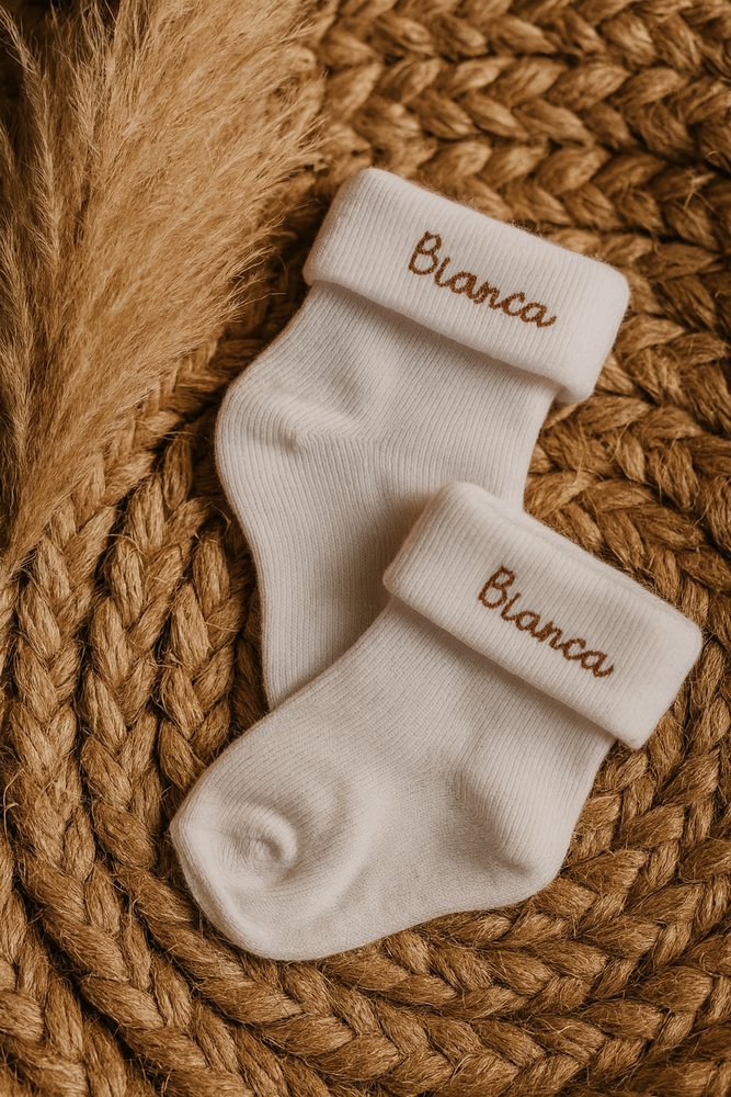 Calzini neonato personalizzati con nome | Set calzini nascita | Regalo baby shower | Accessorio neonato battesimo