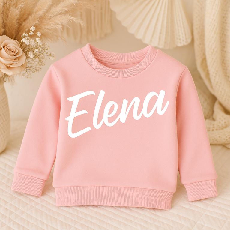 Felpa bambino personalizzata con nome – Cotone bio ringspun – regalo nascita – abbigliamento sostenibile
