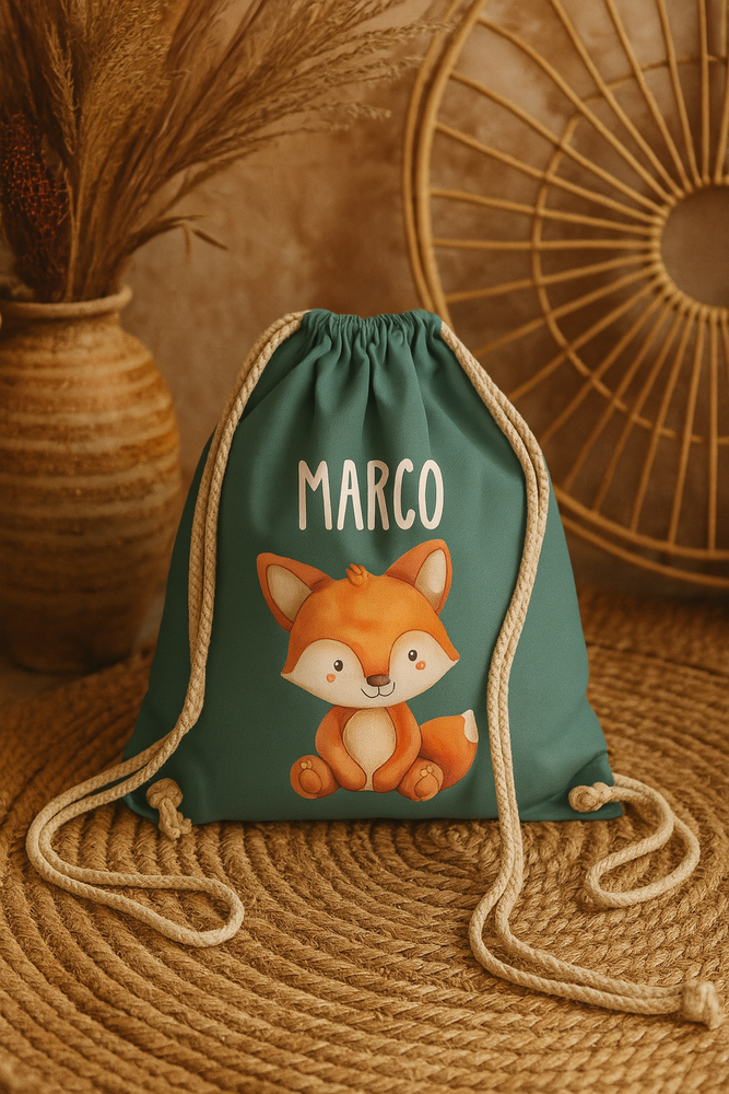 Sacca zaino Personalizzato con nome 100% Cotone Bio