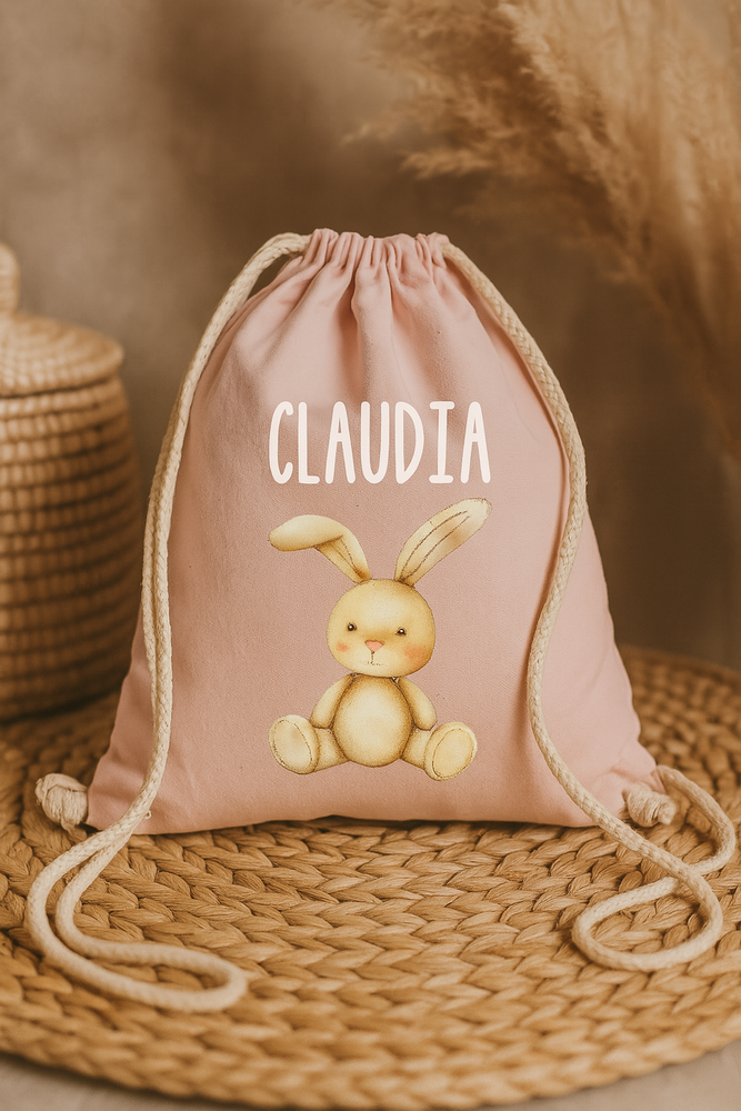 Sacca zaino Personalizzato con nome 100% Cotone Bio