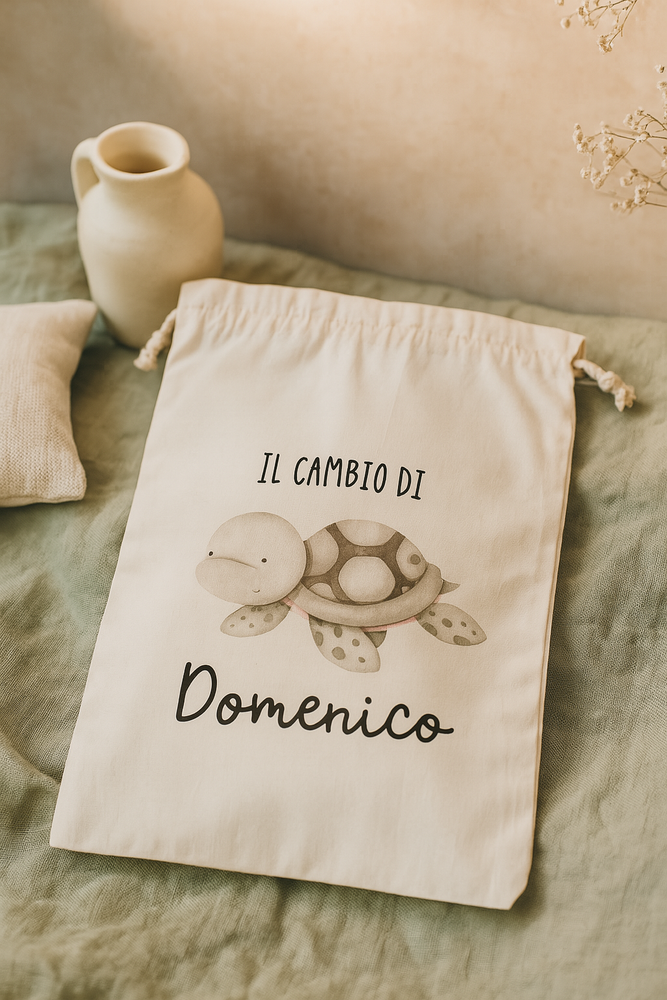 Sacche Porta Cambio Nascita Personalizzate | Cotone Biologico | Sacchetti Ospedale Neonato Idea Regalo Baby Shower
