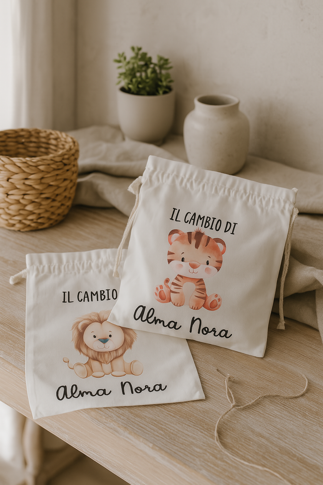 Sacche Porta Cambio Nascita Personalizzate | Cotone Biologico | Sacchetti Ospedale Neonato Idea Regalo Baby Shower (Copia)