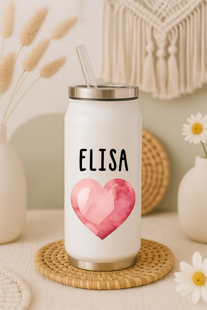 Borraccia Termica Personalizzata con nome a Forma di Lattina - CUORE