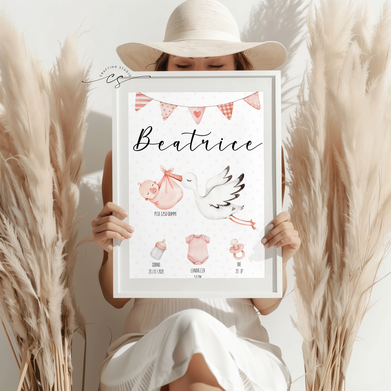 Stampa nascita Cicogna