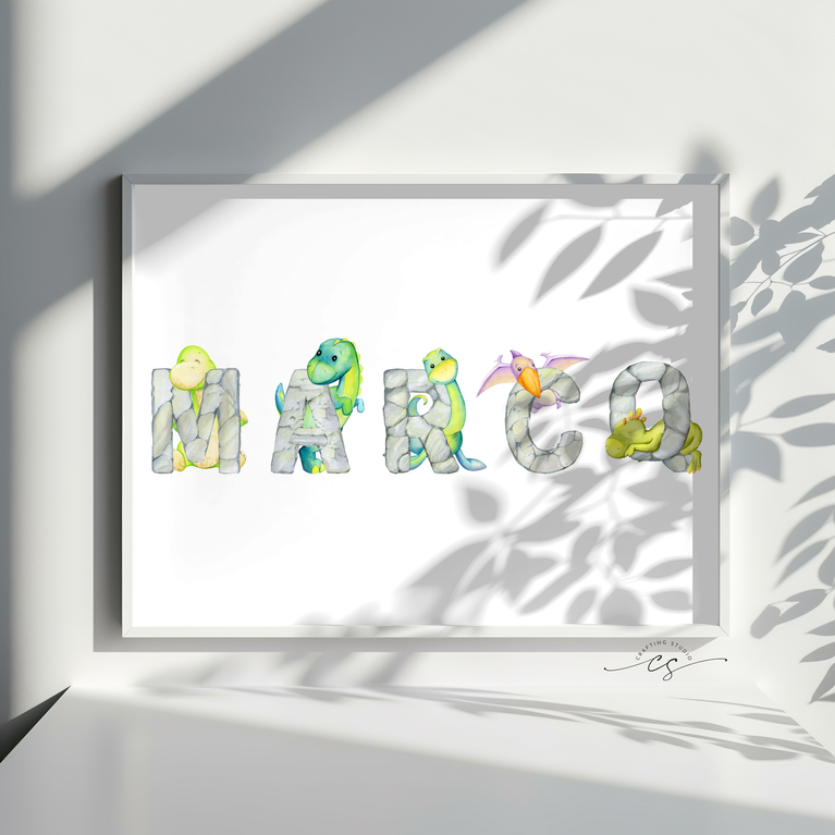 Stampa NOME DINOSAURO personalizzato - 3 Varianti