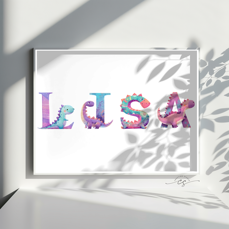 Stampa NOME DINOSAURO personalizzato - 3 Varianti