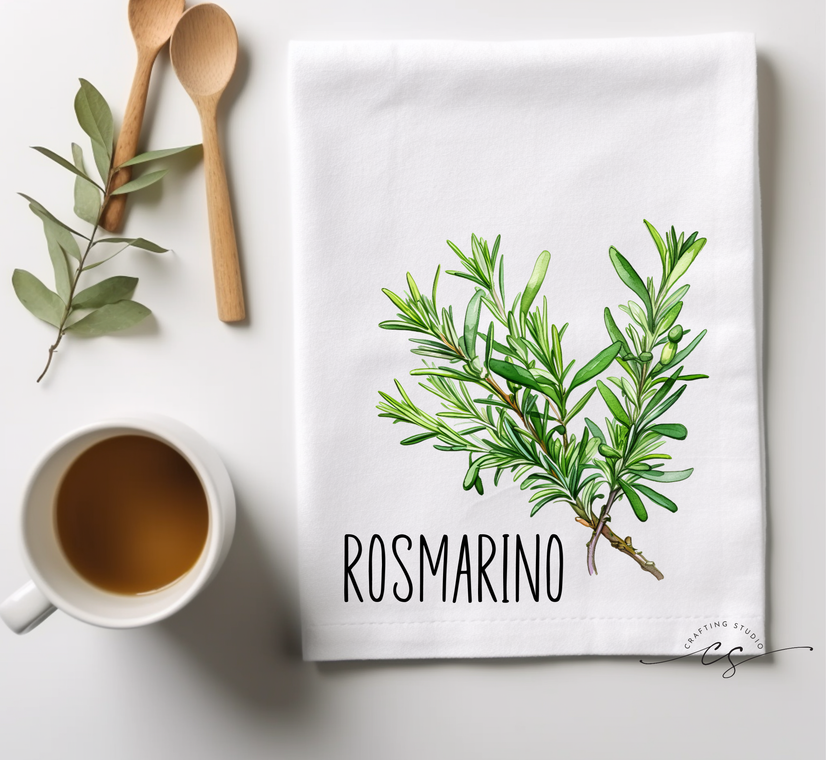 Strofinaccio canovaccio SPEZIE E ERBE - effetto acquarello