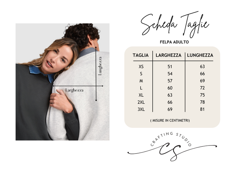 (3 pz) Felpa girocollo ADULTO UNISEX