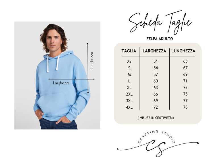 (3pz) Felpa con cappuccio ADULTO UNISEX