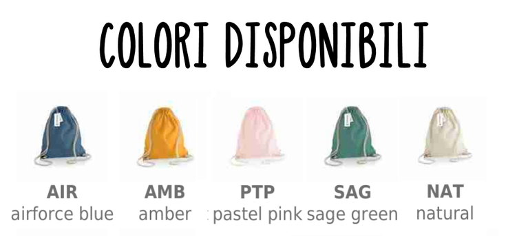 Sacca zaino Personalizzato con nome 100% Cotone Bio