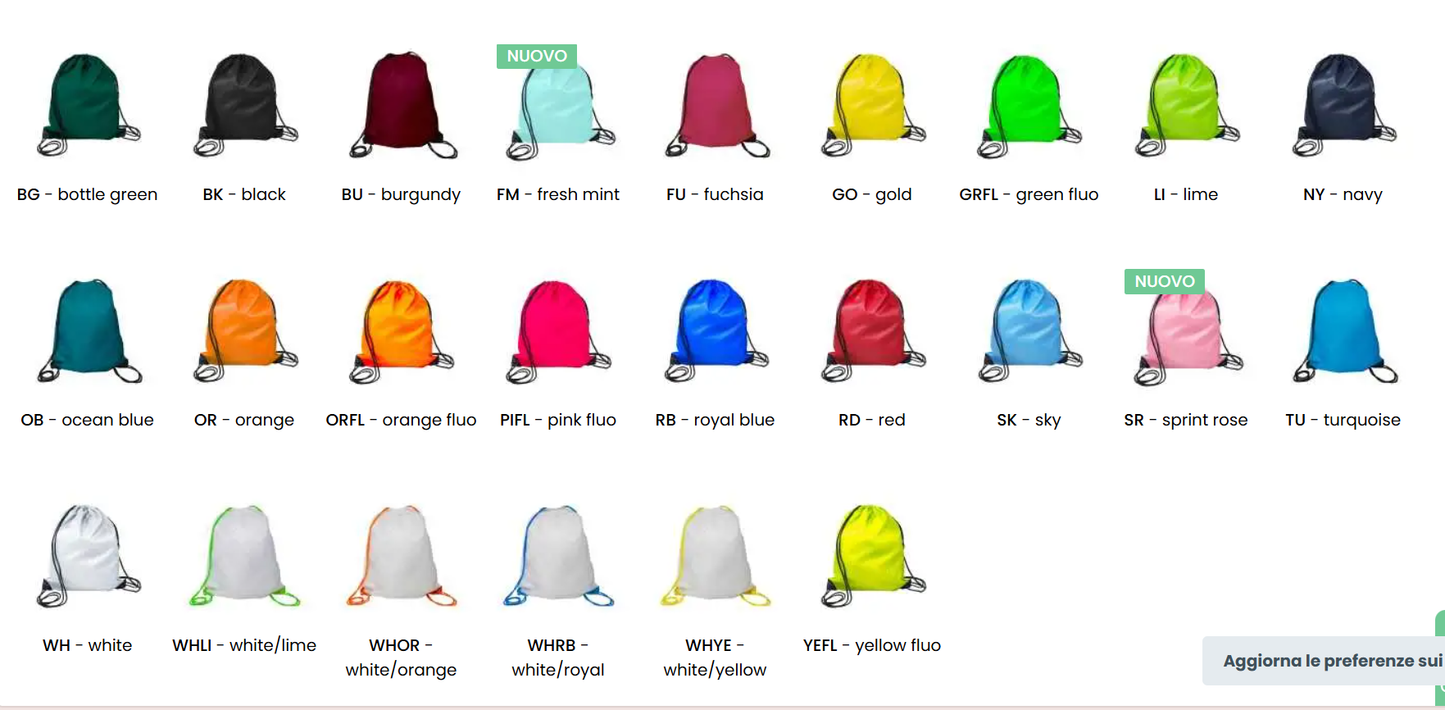 10 Sacca Centauro ( 24 colorazioni )