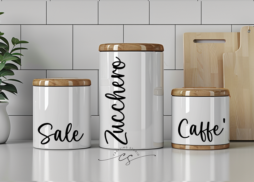 Set Adesivi Barattoli Cucina - Zucchero, Sale e Caffè (rainbow)