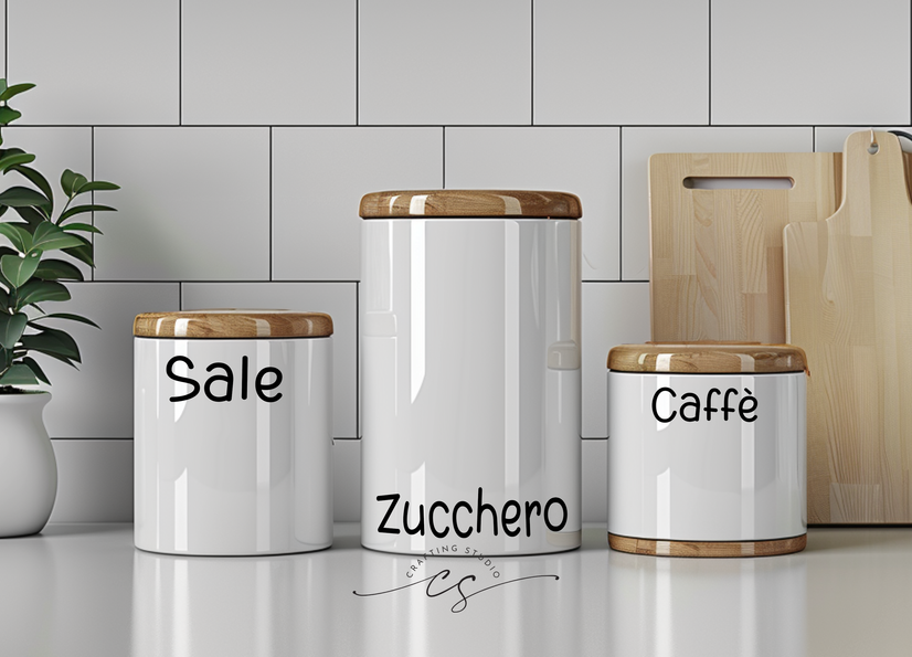 Set Adesivi Barattoli Cucina - Zucchero, Sale e Caffè (embrace)
