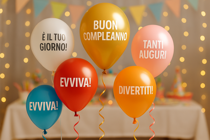 Scritte personalizzate per adesivi palloncini festa. Compleanno, decorazioni, matrimonio, regalo, san valentino, 18 anni