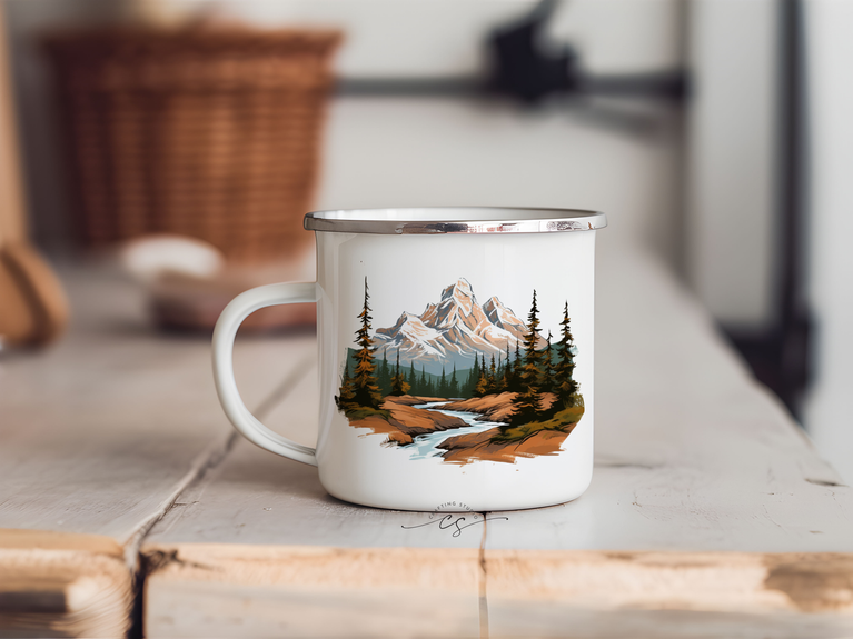 Tazza metallica MONTAGNA - varie grafiche