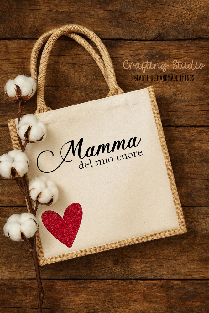 Shopper Mamma Personalizzata in Juta e Cotone | Decorata a Mano in Italia | Regalo Festa della Mamma