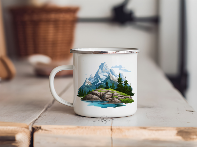 Tazza metallica MONTAGNA - varie grafiche