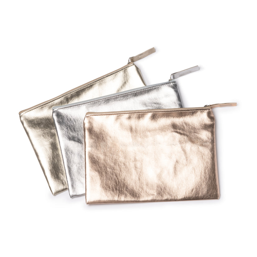 Pochette in pelle PU effetto cromato