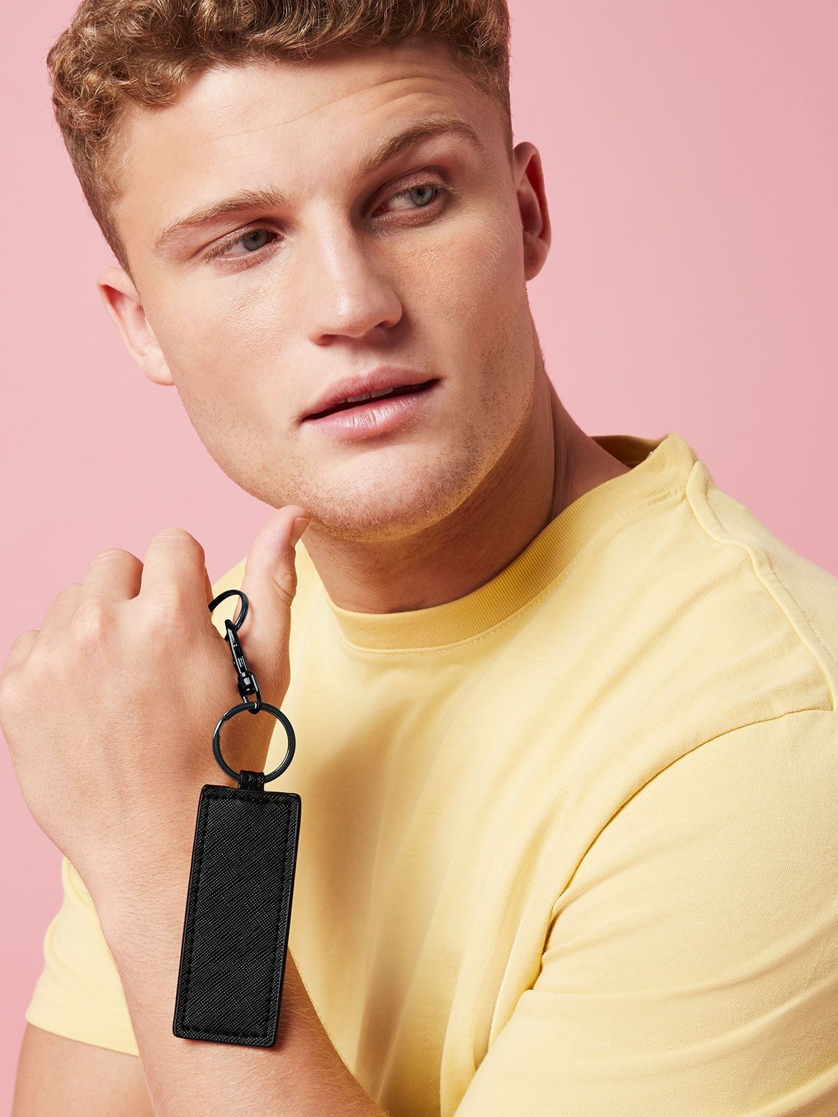 10 Portachiavi rettangolare piccolo saffiano con moschettone