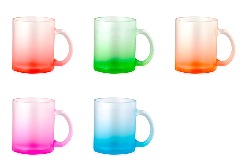 6 Tazze colorate vetro ombra SUBLIMATICA