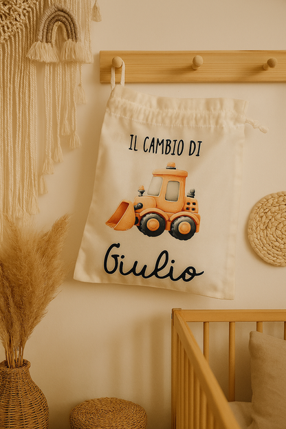 Sacche Porta Cambio Nascita Personalizzate | Cotone Biologico | Sacchetti Ospedale Neonato Idea Regalo Baby Shower
