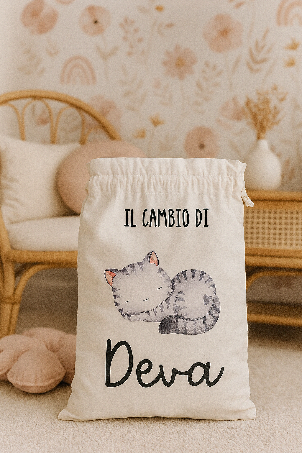 Sacche Porta Cambio Nascita Personalizzate | Cotone Biologico | Sacchetti Ospedale Neonato Idea Regalo Baby Shower