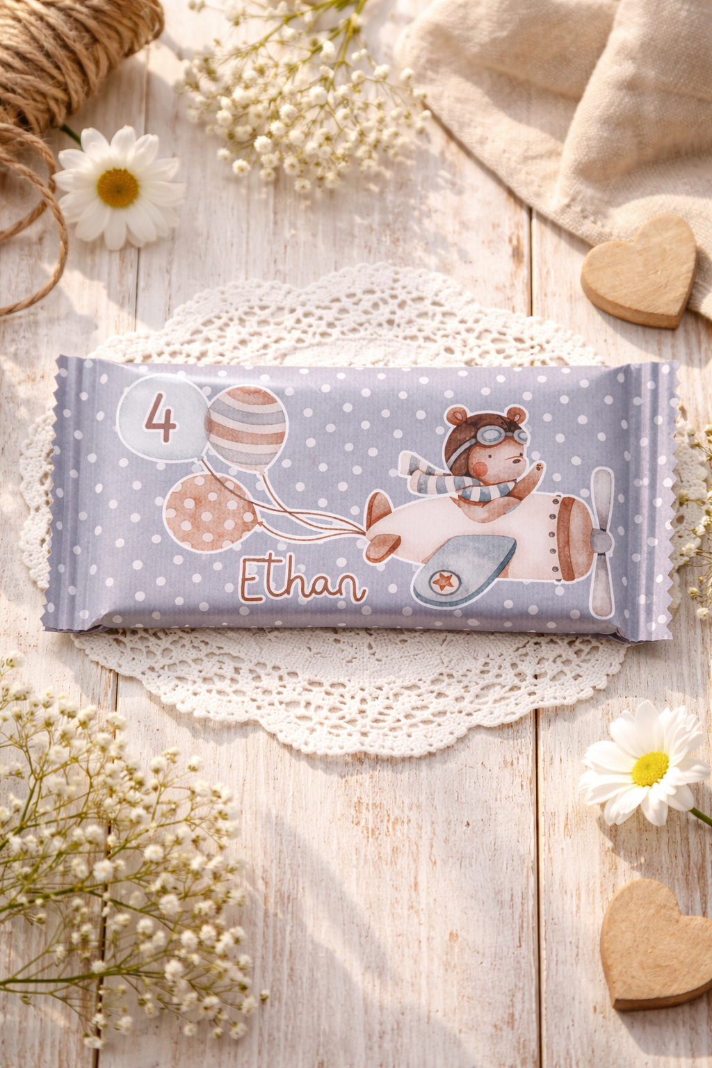 Barretta cioccolato Orso aviatore – Party Kit Compleanno
