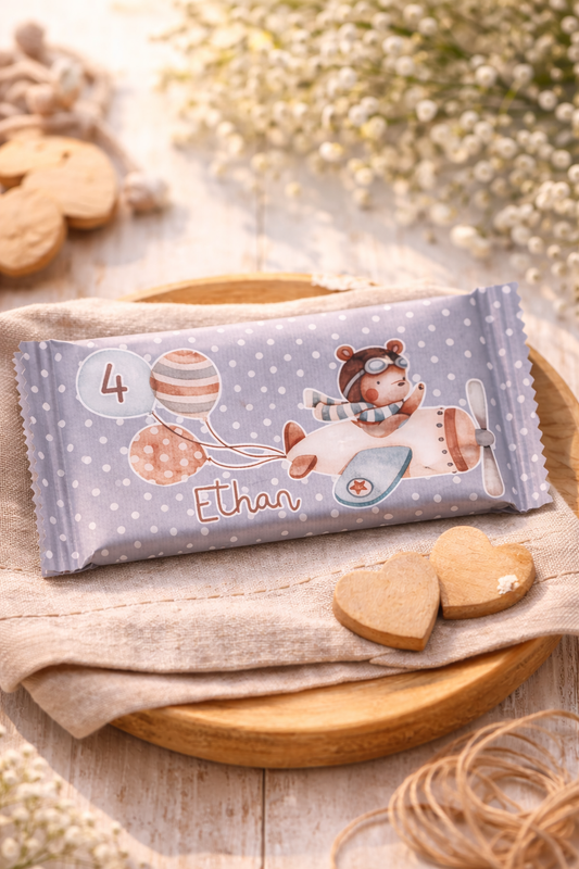 Barretta cioccolato Orso aviatore – Party Kit Compleanno