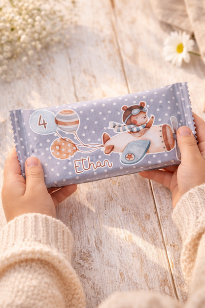 Barretta cioccolato Orso aviatore – Party Kit Compleanno