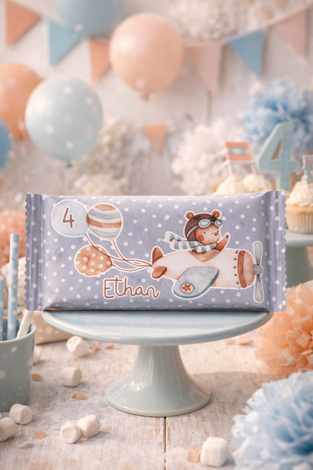 Barretta cioccolato Orso aviatore – Party Kit Compleanno