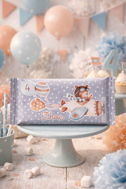 Barretta cioccolato Orso aviatore – Party Kit Compleanno