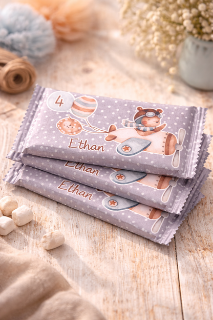 Barretta cioccolato Orso aviatore – Party Kit Compleanno