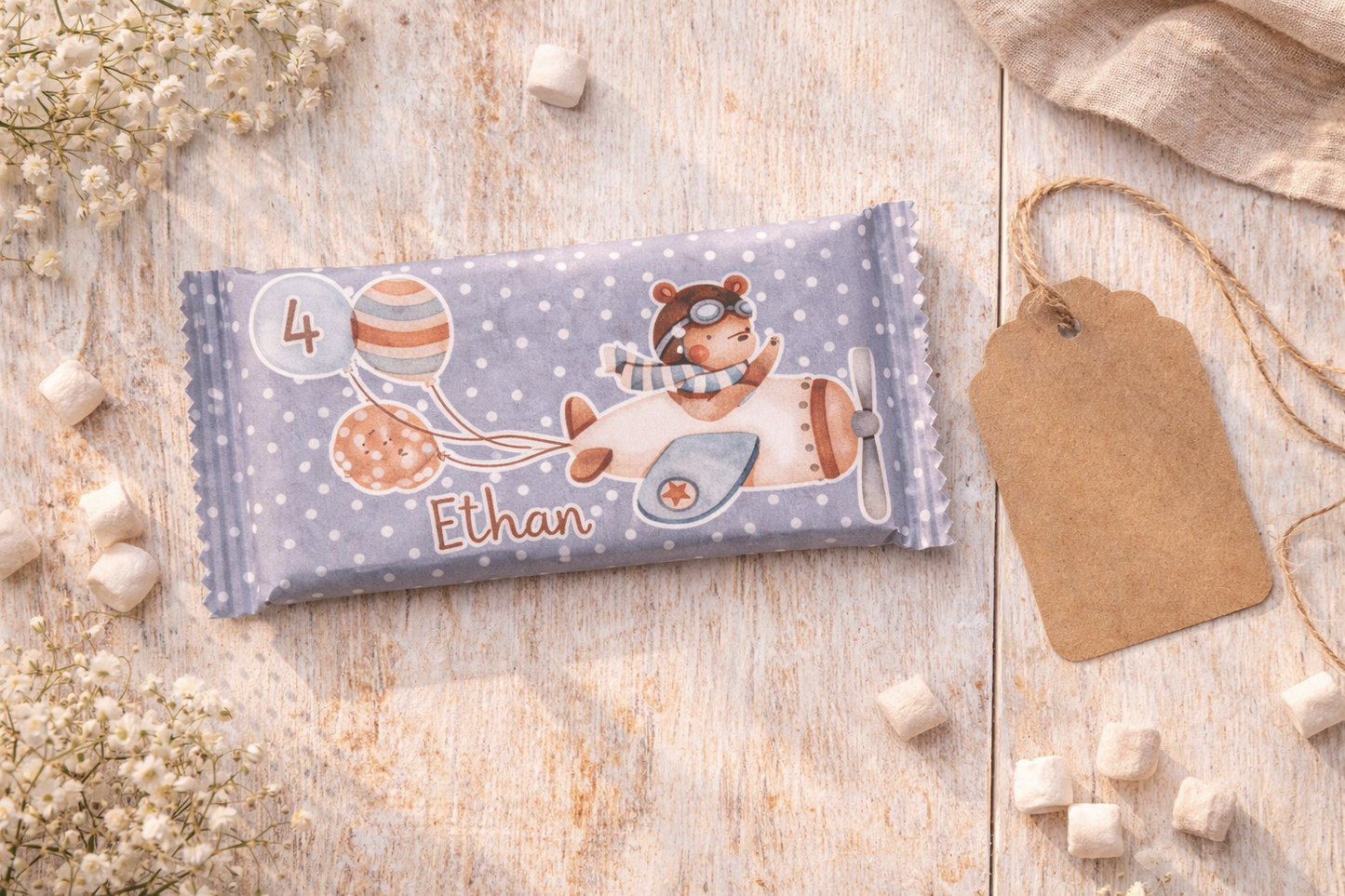 Barretta cioccolato Orso aviatore – Party Kit Compleanno