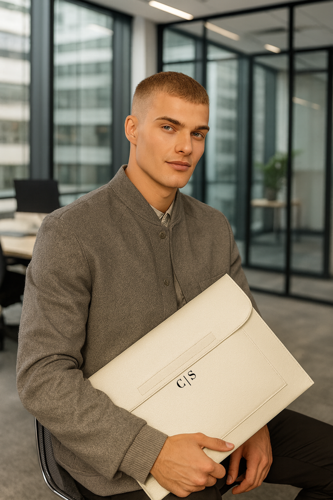 Borsa porta documenti personalizzata iniziali | Borsa laptop 15,6" in feltro | Borsa multiuso uomo donna | Idea regalo ufficio lavoro