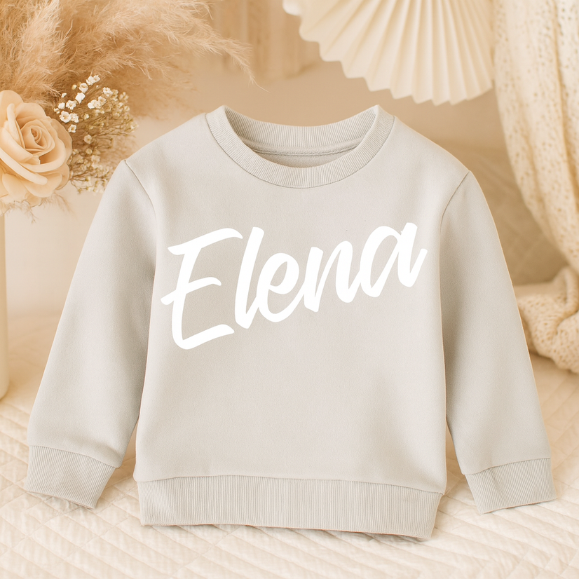 Felpa bambino personalizzata con nome – Cotone bio ringspun – regalo nascita – abbigliamento sostenibile