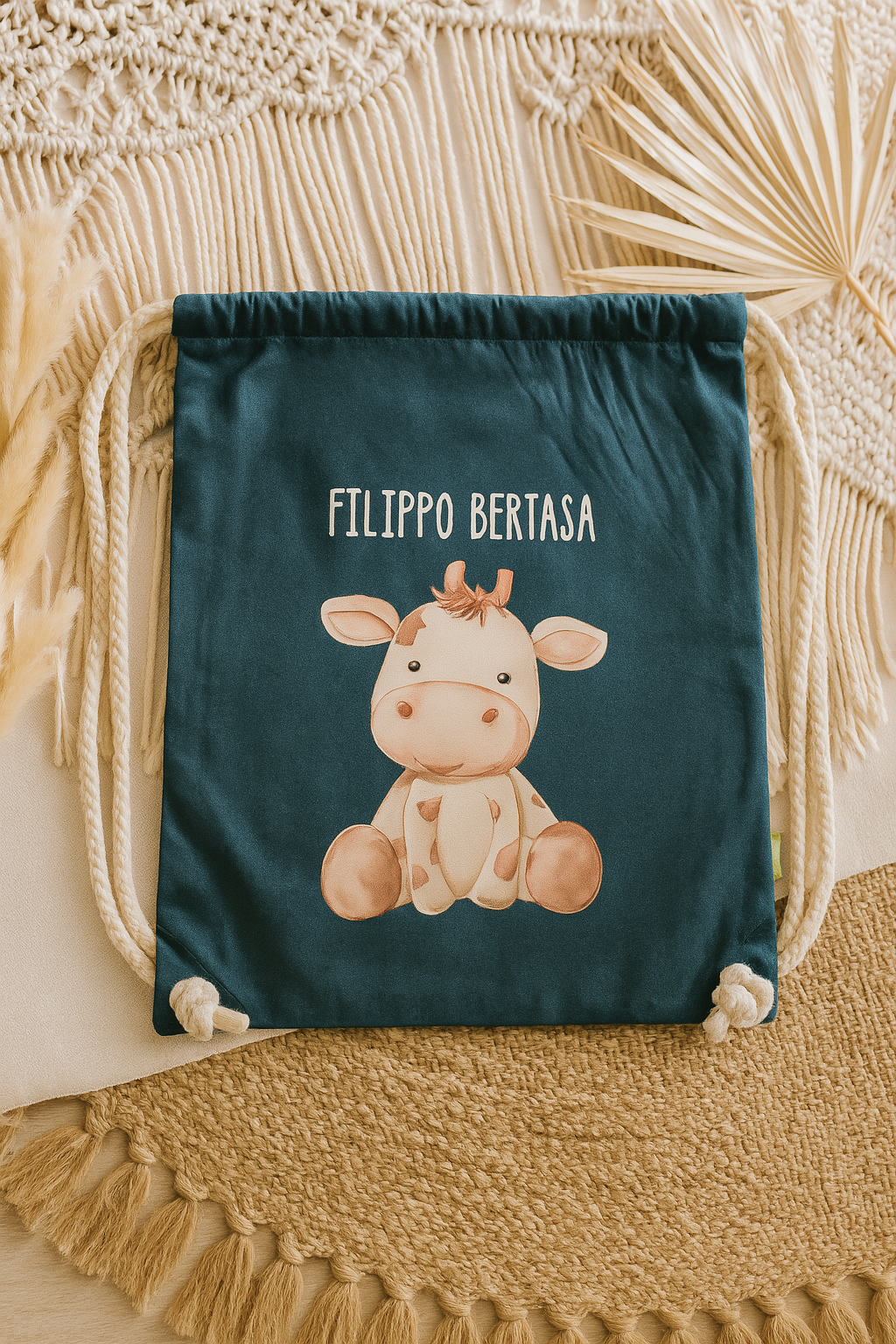 Sacca zaino Personalizzato con nome 100% Cotone Bio