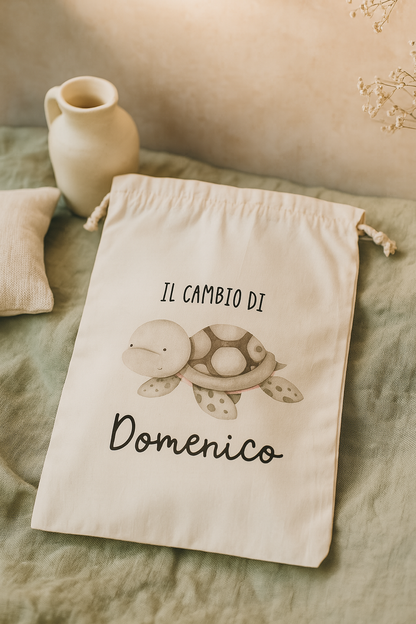 Sacche Porta Cambio Nascita Personalizzate | Cotone Biologico | Sacchetti Ospedale Neonato Idea Regalo Baby Shower