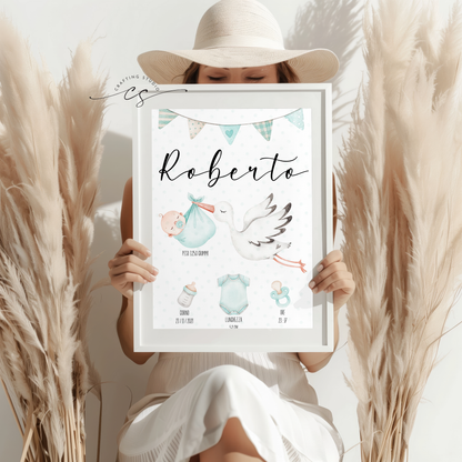 Stampa nascita Cicogna