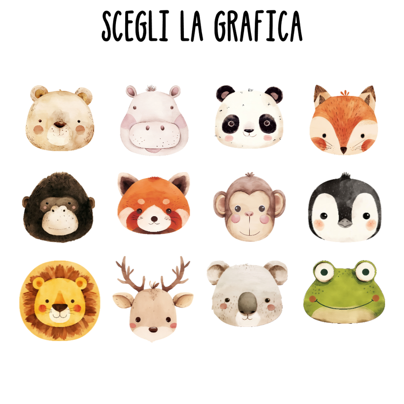 Pochette astuccio Personalizzato ANIMALI - scuola, nido, materna, nascita