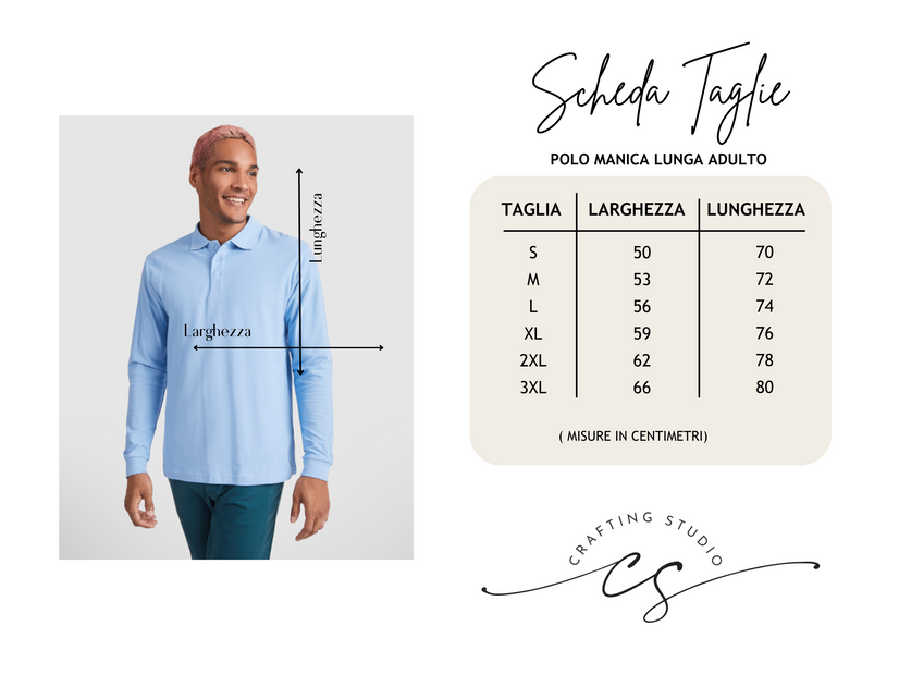 ( Set 5 pz) Polo maniche lunghe ADULTO 220 g/m²