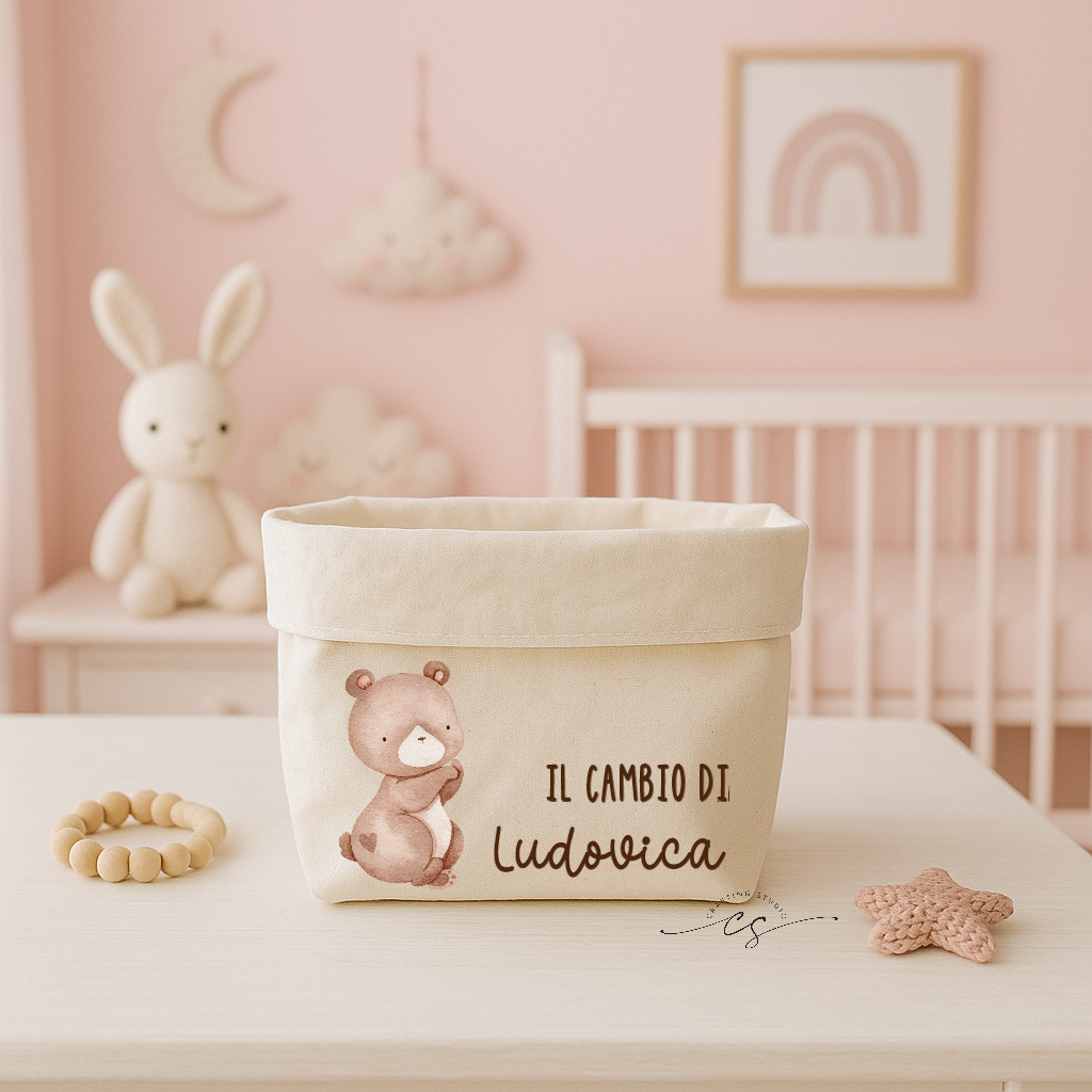 Cesto portaoggetti personalizzato per neonati, cestino per pannolini, cambio