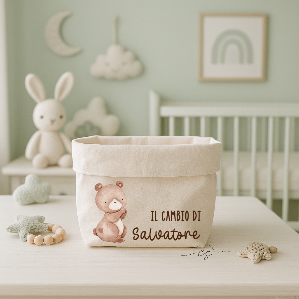 Cesto portaoggetti personalizzato per neonati, cestino per pannolini, cambio
