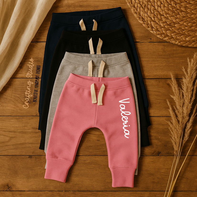 Pantaloni Bambino da Jogging Felpa Personalizzati con Nome in Cotone Bio