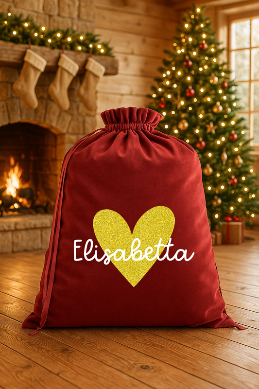 Sacco Natale Personalizzato con Nome – Sacca Regalo Natalizia – Sacca Babbo Natale